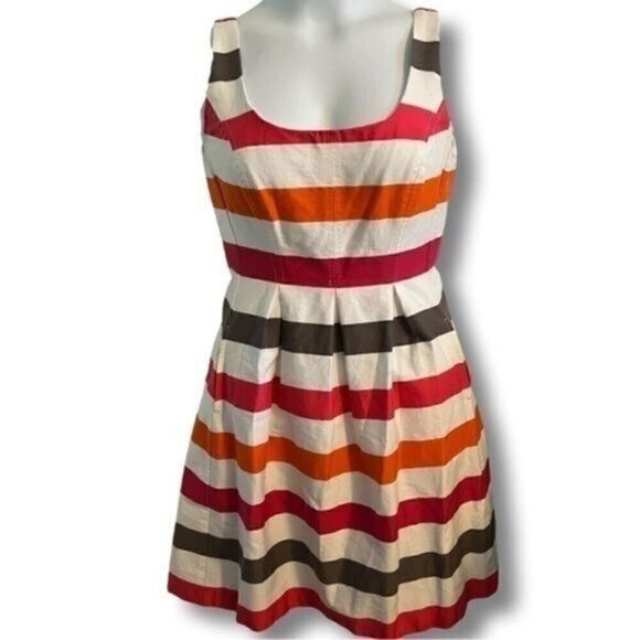 Nine West Cotton Sleeveless Striped Dress. Cute & Comfy. Size 8 - Picture 1 of 5